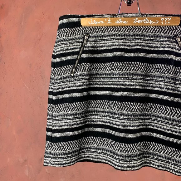 NWT Black & White Striped Mini Skirt/Size 8 Black Mini Skirt/Black Cotton Skirt/ - Picture 3 of 9